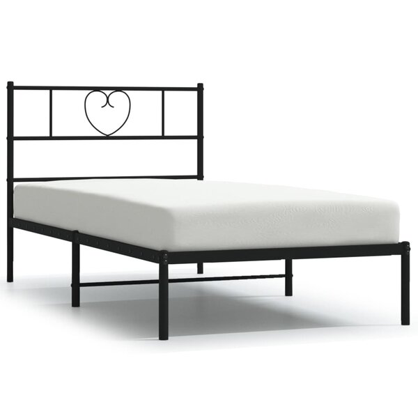 vidaXL Cadre de lit métal sans matelas avec tête de lit noir 75x190 cm
