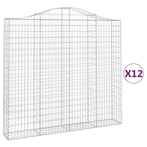 vidaXL Paniers à gabions arqués 12 Pièces 200x30x180/200 cm Fer galvanisé