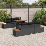vidaXL Ensemble de canapé de jardin 7 Pièces Noir Poly rotin