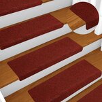 vidaXL Tapis d'escalier autocollants 5 pièces 65 x 21 x 4 cm Bordure rectangulaire rouge bordeaux