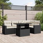 vidaXL Salon de jardin 6 Pièces avec coussins noir résine tressée
