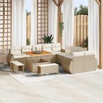 vidaXL Ensemble de canapé de jardin avec coussin 13 Pièces beige et crème