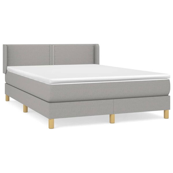 vidaXL Sommier à lattes de lit avec matelas Gris clair 140x190cm Tissu
