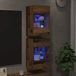 vidaXL Meubles muraux avec lumières LED pour TV 2 Pièces vieux bois 40x30x60 5cm