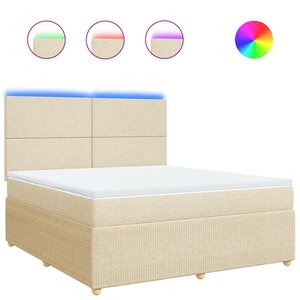vidaXL Sommier à lattes de lit avec matelas Crème 180x200 cm Tissu