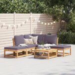 vidaXL Salon de jardin 6 Pièces avec coussins bois d'acacia solide