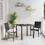 vidaXL Ensemble de salle à manger pour jardin 3 Pièces Noir Poly rotin