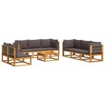 vidaXL Ensemble de canapés de jardin 9 pièces avec coussins en bois d'acacia et corde