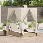 vidaXL Transat double avec toit Beige 205 x 129 x 200 cm Rattan PE