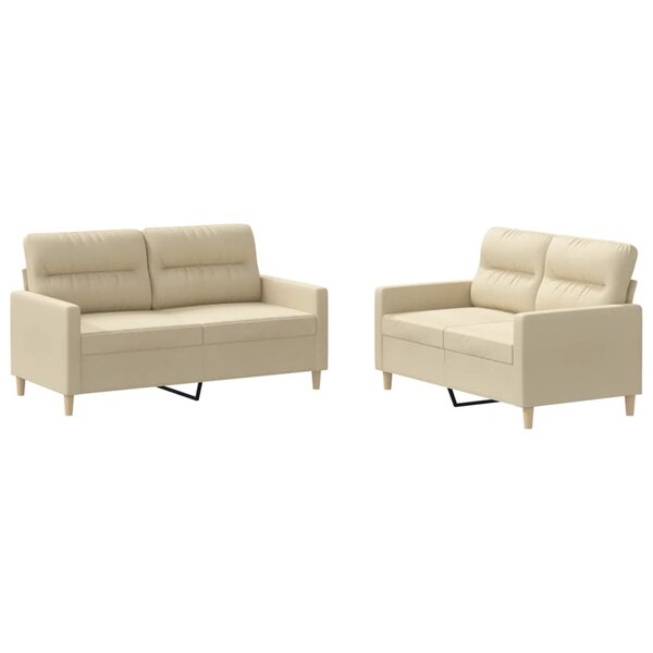 vidaXL Ensemble de canapés 2 Pièces avec coussins Crème Tissu