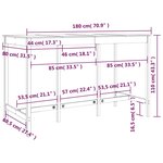 vidaXL Table de bar 180x80x110 cm Bois massif de pin
