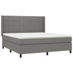 vidaXL Sommier à lattes de lit matelas LED Gris foncé 160x200 cm Tissu