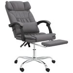 vidaXL Fauteuil de massage inclinable de bureau Gris Similicuir
