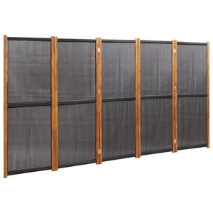vidaXL Cloison de séparation 5 panneaux Noir 350x180 cm