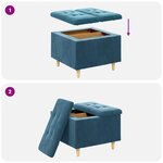 vidaXL Pouf de rangement avec coussin Bleu 60 x 60 x 45 cm Velours