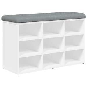 vidaXL Banc à chaussures Blanc 82x32x50 cm Bois d'ingénierie