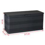 vidaXL Boîte de rangement de jardin noir 117x45x56 cm