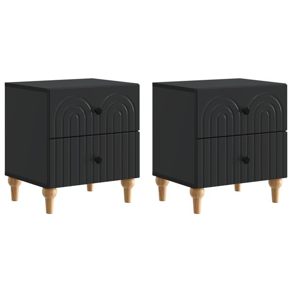 vidaXL Cabinet de chevet 2 pc Noir 43 x 34 5 x 48 cm Bois d'ingénierie