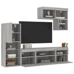 vidaXL Unités murales TV avec LED 6 Pièces gris sonoma bois d'ingénierie