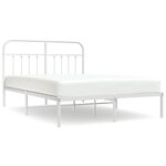 vidaXL Cadre de lit métal sans matelas et tête de lit blanc 135x190 cm