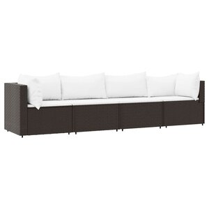 vidaXL Salon de jardin 4 Pièces avec coussins Marron Résine tressée