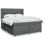 vidaXL Sommier à lattes de lit avec matelas Gris foncé 180x200cm Tissu