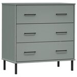 vidaXL Buffet avec 3 tiroirs Gris 77x40x79 5 cm Bois massif OSLO