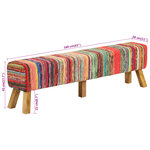 vidaXL Banc multicolore 160 cm tissu chindi et bois de manguier massif