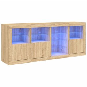 vidaXL Buffet avec lumières LED chêne sonoma 164x37x67 cm