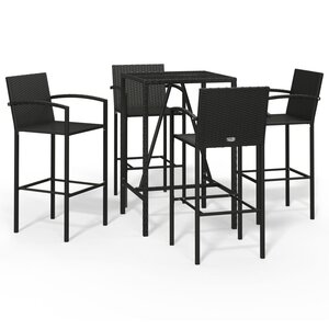 vidaXL Ensemble de bar de jardin 5 Pièces noir résine tressée