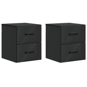 vidaXL Cabinet de chevet mural 2 pc Noir 34 5 x 33 x 40 cm