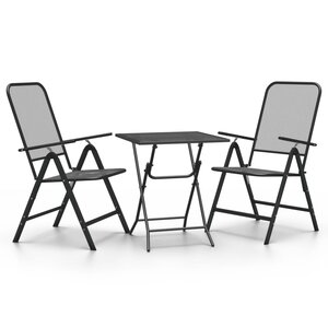 vidaXL Mobilier à dîner de jardin 3 Pièces Maille Métal Anthracite