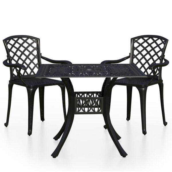 vidaXL Ensemble de bistro 3 Pièces Aluminium coulé Noir