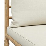 vidaXL Canapé central de jardin avec coussins blanc crème Bambou