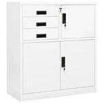 Armoire de bureau blanche 90 x 40 x 102 cm avec étagère réglable et 3 tiroirs design moderne en acier blanc 02_0046903