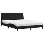 vidaXL Lit avec matelas noir 160x200 cm tissu
