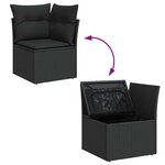 vidaXL Canapé d'angle de jardin avec coussins en polyrotin noir