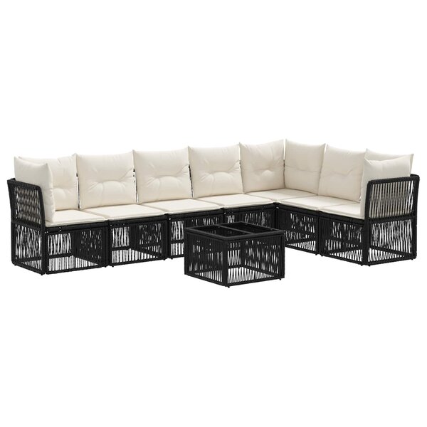 vidaXL Ensemble de canapé de jardin 8 Pièces Noir polyrotin