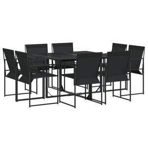 vidaXL Ensemble à manger de jardin 9 Pièces noir textilène