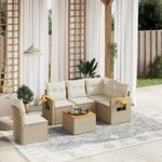 vidaXL Salon de jardin avec coussins 6 Pièces beige résine tressée