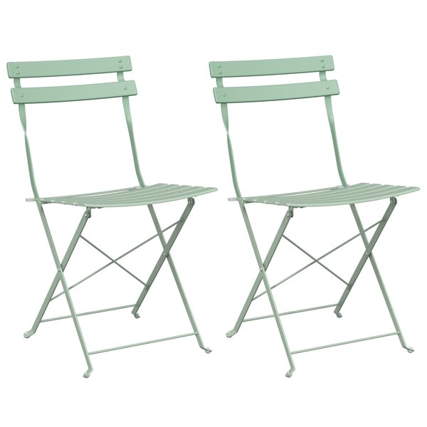 Chaises de jardin pliantes vidaXL 2 Pièces menthe claire en acier