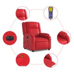 vidaXL Fauteuil de massage inclinable électrique rouge similicuir