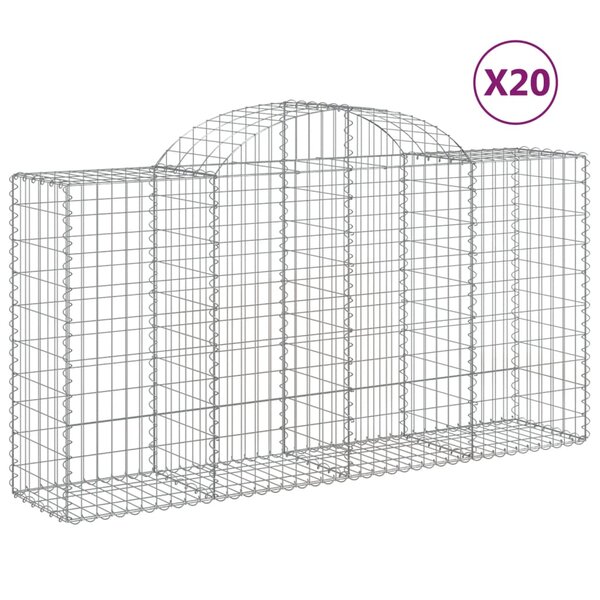 vidaXL Paniers à gabions arqués 20 Pièces 200x50x100/120 cm fer galvanisé