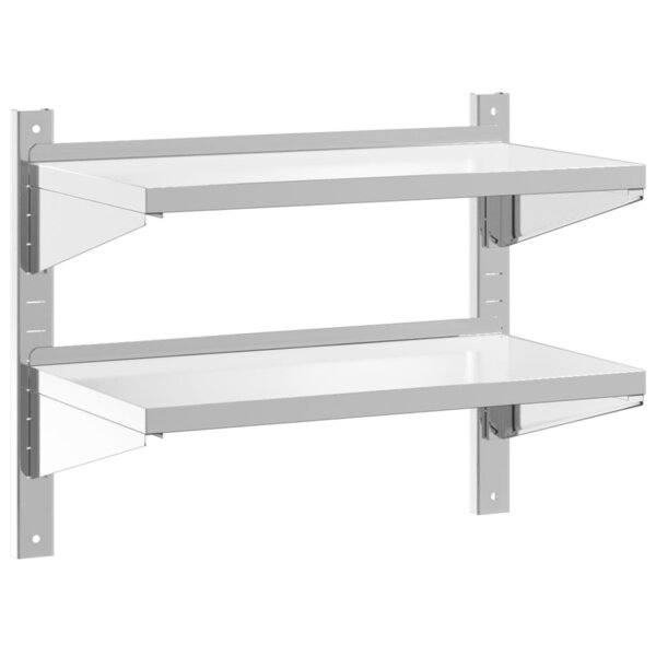 vidaXL Étagère murale à 2 niveaux 75x40x60 cm argenté acier inoxydable
