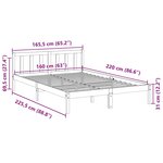 vidaXL Cadre de lit extra long sans matelas 160x220 cm bois massif pin