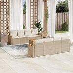 vidaXL Salon de jardin avec coussins 9 Pièces beige résine tressée
