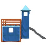 vidaXL Lit superposé sans matelas avec toboggan et rideaux 90x200 cm