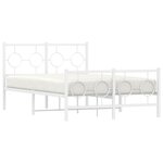 vidaXL Cadre de lit métal sans matelas et pied de lit blanc 120x190 cm