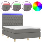 vidaXL Sommier à lattes de lit et matelas et LED Gris foncé 140x190 cm