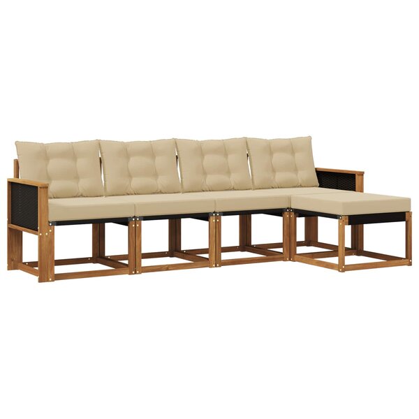 vidaXL Ensemble de canapés d'extérieur 5 pc Naturel et Beige